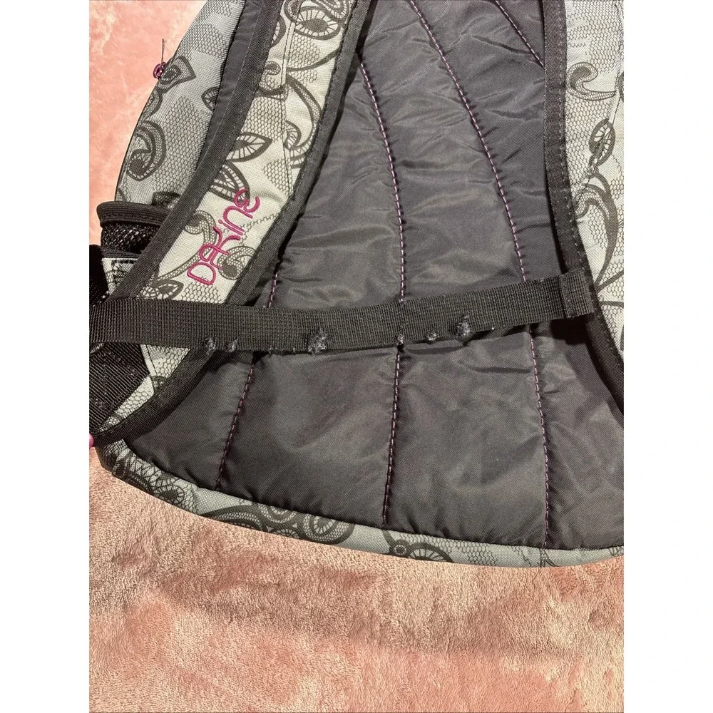 Dakine Backpack 25L Juliet Paisley Gray Black Purple Campus Bag. Lap Top Slot